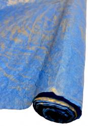 Подарочная бумага жатая с золотым напылением в рулоне 70см х 5м (Синий)