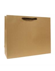Большие горизонтальные бумажные подарочные пакеты-сумки, серия "Крафт без рисунка", размер 53*43*18 см.