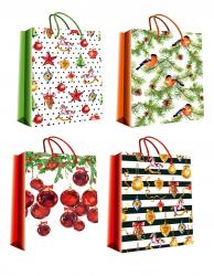Новогодние подарочные пакеты-сумки, серия "Акварель", размер 32*45*11