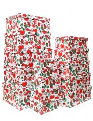 Набор ГИГАНТ из пятнадцати больших новогодних прямоугольных подарочных коробок, отделка матовой бумагой с рисунком "Орнамент на белом фоне", размер 52*41*23 см.