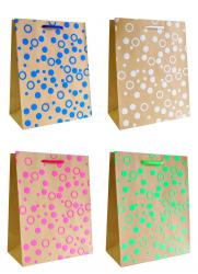 Подарочные пакеты-сумки, серия "Флокированный крафт", размер 18*23*10