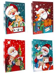 Новогодние бумажные подарочные пакеты-сумки, серия ГИГАНТ "Дед Моороз", размер 36*54*30 см.