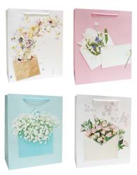 Подарочные пакеты-сумки, серия "Цветы в конвертах", размер 30*44*12