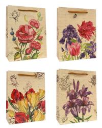 Подарочные пакеты-сумки, серия "Крафт цветы", размер 18*23*8