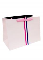 Подарочные пакеты-сумки, серия "Полоса в центре", размер 28*20*16 (Розовый)