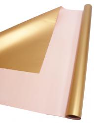 Флористическая матовая двухцветная плёнка 58см*10м (Розовый/Золото)