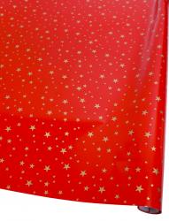 Новогодняя подарочная дизайнерская бумага в листах 70см х 100см с рисунком "звёзды на красном".