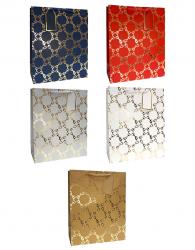 Бумажные подарочные пакеты-сумки, серия "Ажурные цепочки", размер 31*42*12 см.