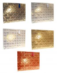 Бумажные подарочные горизонтальные пакеты с золотым тиснением, серия "Ар-деко", размер 50*40*15 см.