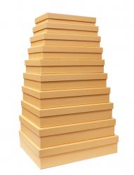 Набор из десяти плоских прямоугольных подарочных коробок кремово-карамельного цвета, отделка матовой бумагой, размер 46*36,5*10 см.