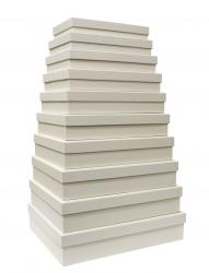 Набор из десяти плоских прямоугольных подарочных коробок молочного цвета, отделка матовой бумагой, размер 46*36,5*10 см.