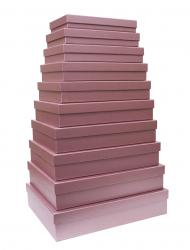 Набор из десяти плоских прямоугольных подарочных коробок цвета пыльной розы, отделка матовой бумагой, размер 46*36,5*10 см.