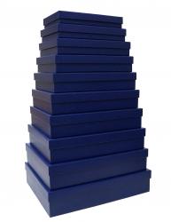 Набор из десяти плоских прямоугольных подарочных коробок синего цвета электрик, отделка матовой бумагой, размер 46*36,5*10 см.