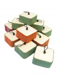 Набор из шести квадратных ювелирных подарочных разноцветных коробок из бамбука, размер 8*8*4 см.
