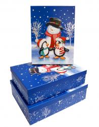 Набор новогодних подарочных коробок А-08216 (Снеговик)