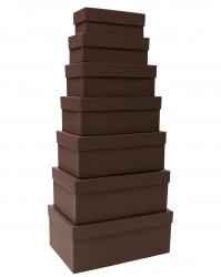 Набор из семи прямоугольных подарочных коробок шоколадного цвета, отделка матовой фактурной бумагой, размер 28*18*11,5 см.