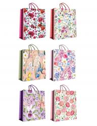 Подарочные пакеты-сумки, серия "Цветы акварель", размер 18*23*10