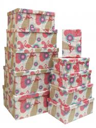 Набор подарочных коробок А-102 (Фламинго на бежевом)