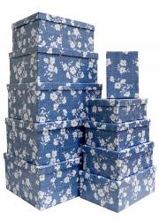Набор подарочных коробок А-102 (Цветы на синем)