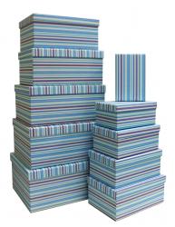 Набор подарочных коробок А-104 (Полоски голубые)