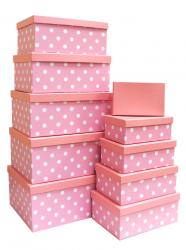 Набор подарочных коробок А-106 (Горошек розовый)