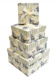 Набор новогодних подарочных коробок А-115147 (Снеговики бежевый)