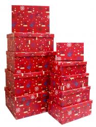 Набор новогодних подарочных коробок А-117 (Колокольчики на красном)