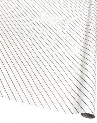 Подарочная дизайнерская бумага в листах 70см х 100см с рисунком "тонкая полоска на белом".