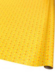 Подарочная дизайнерская бумага в листах 70см х 100см с рисунком "горошек жёлтый".