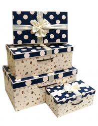 Набор из четырёх больших подарочных прямоугольных коробок с ручками синего цвета с детским рисунком, размер 47*30*20,5 см.