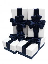 Набор подарочных коробок (один размер в упаковке) А-1845-16 (Белый с синим бантом)
