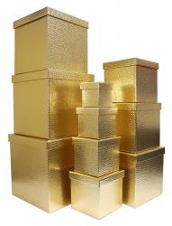 Набор из десяти квадратных подарочных золотых коробок, размер 26*26*26 см