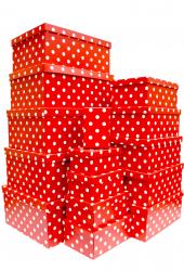 Набор подарочных коробок А-305 (Горошек красный)