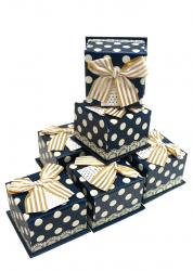 Набор подарочных коробок (один размер в упаковке) А-33-1А (Бежевые горошины)