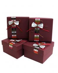 Набор подарочных коробок (один размер в упаковке) А-33-6219 (Бордовый)