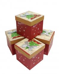 Набор подарочных коробок (один размер в упаковке) А-421018 (Ёлочка)