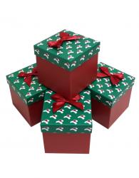 Набор подарочных коробок (один размер в упаковке) А-421018 (Колпаки зелёные)