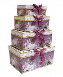 Набор подарочных коробок А-764/765 (Тюльпаны на сиреневом фоне)