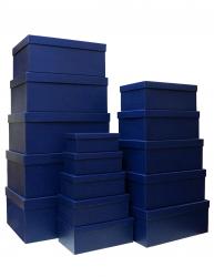 Набор ГИГАНТ из пятнадцати больших прямоугольных подарочных коробок тёмно-синего цвета, отделка однотонной матовой бумагой, размер 52*41*23 см.