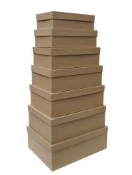Набор из семи прямоугольных подарочных коробок бежевого цвета, отделка матовой крафт бумагой, размер 36*27*13 см.