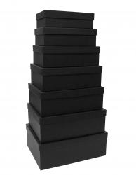 Набор из семи прямоугольных подарочных коробок чёрного цвета, отделка матовой фактурной бумагой, размер 36*27*13 см.