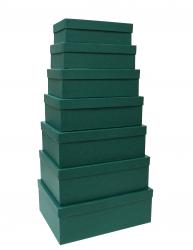 Набор из семи прямоугольных подарочных коробок изумрудно-зелёного цвета, отделка матовой фактурной бумагой, размер 36*27*13 см.