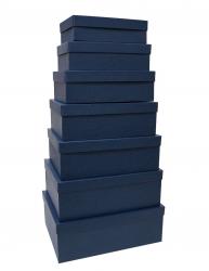 Набор из семи прямоугольных подарочных коробок синего цвета, отделка матовой фактурной бумагой, размер 36*27*13 см.