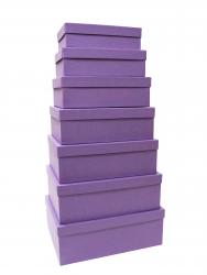 Набор из семи прямоугольных подарочных коробок сиреневого цвета, отделка матовой фактурной бумагой, размер 36*27*13 см.