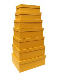 Набор из семи прямоугольных подарочных коробок желтого цвета, отделка матовой фактурной бумагой, размер 36*27*13 см.