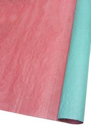 Подарочная бумага "Эколюкс" жатая двухцветная в рулоне 70см х 5м (Бирюзовый/Коралловый)
