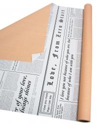 Флористическая матовая плёнка с рисунком 58см*10м (Газета персиковый)