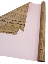 Флористическая матовая плёнка с рисунком 58см*10м (Газета ретро розовый)