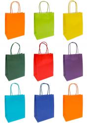 Подарочные пакеты-сумки, серия "Цветные с бумажной ручкой", размер 14*20*7
