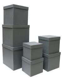 Набор из семи подарочных коробок куб цвета серый кашемир, отделка матовой фактурной бумагой, размер 25*25*25 см.